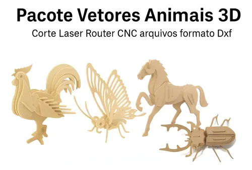 Animais 3D 2D Corte a Laser